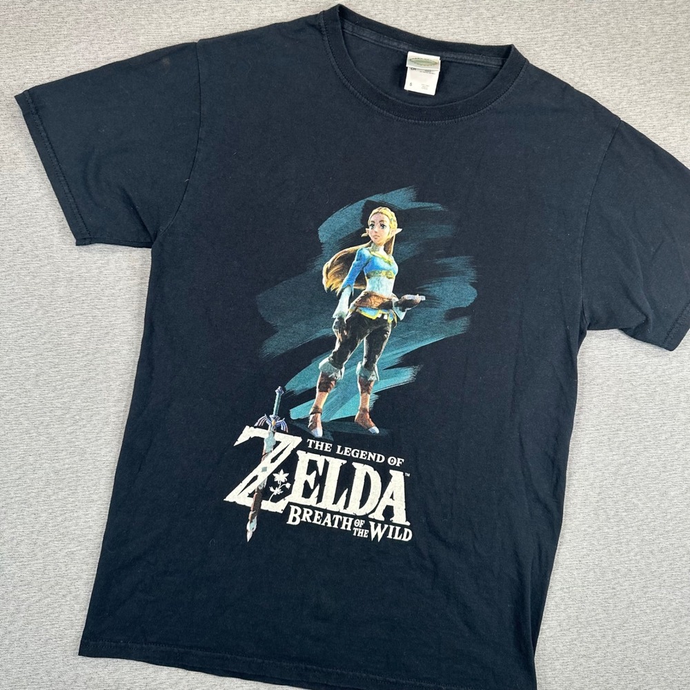 Nintendo Legend of Zelda Breath of the Wild Zelda Graphic Shirt Mens Small Black